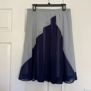 DownEast Collection navy and blue A-line skirt.